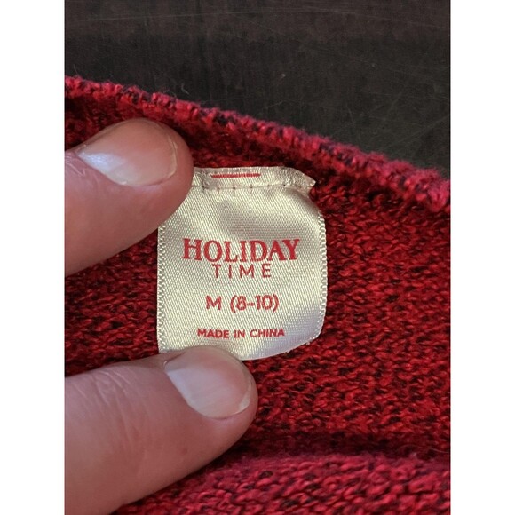 Holiday Time Sweater Womens Medium Red White Star Pullover Sequin Knit Festive - Picture 5 of 6